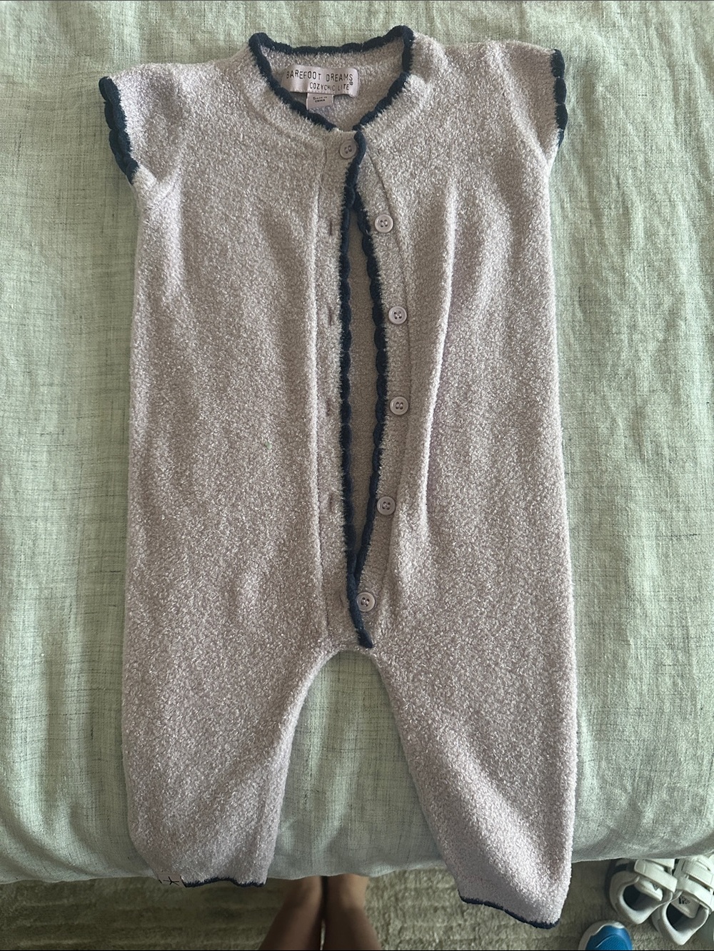 Barefoot Dreams Light Purple One-Piece with Navy Trim